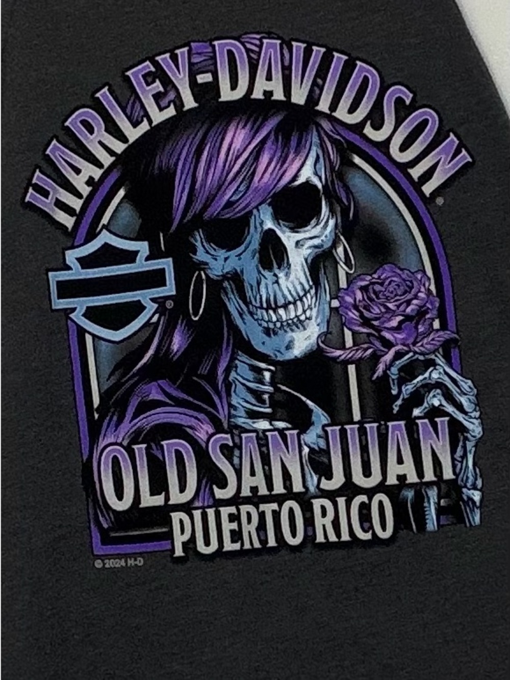 🆕 Harley-Davidson Women's Dark Gray Tank with Purple Text & Rose - Picture 3 of 8